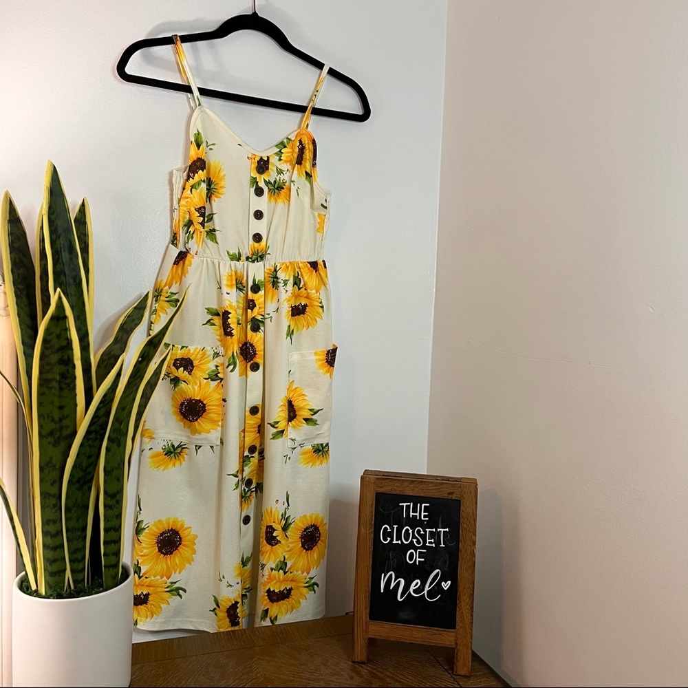 SHEIN White Sunflower Cami Dress